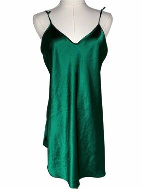 Vintage 90s Emerald Green Strappy Lingerie Mini Dress Cute Fairy Whimsigoth